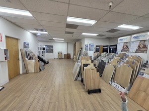Wide view of the flooring sample area at Duro Floor & Cabinet