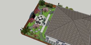 Backyard Patio Design – A spacious backyard patio for dining and relaxation.