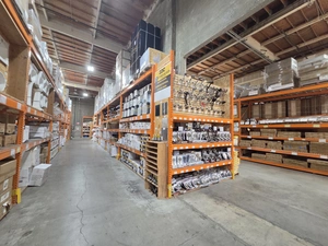 Hardware aisle with boxed parts and building accessories