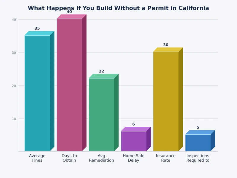 Chart comparing costs of permitted versus unpermitted construction in California
