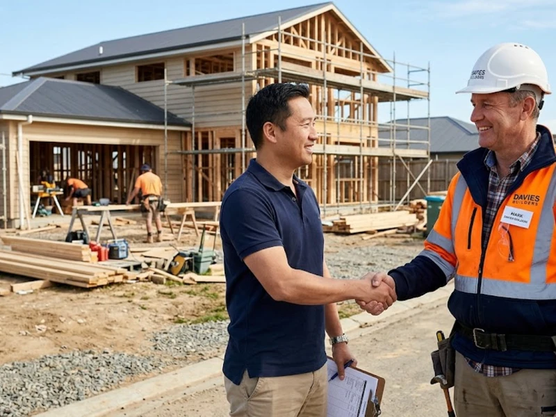 Propietario del Área de la Bahía reuniéndose con un contratista general con licencia para revisar planes de remodelación