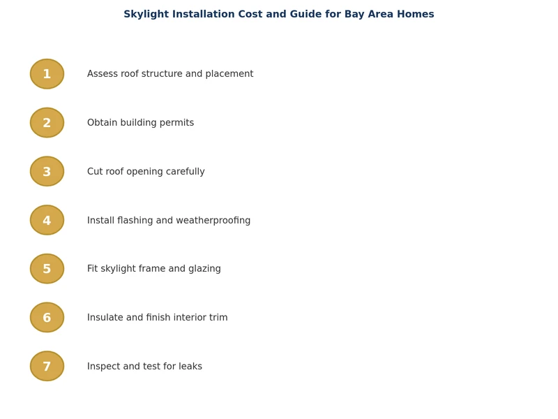 Diagrama del proceso de instalación de claraboyas paso a paso para hogares del Área de la Bahía