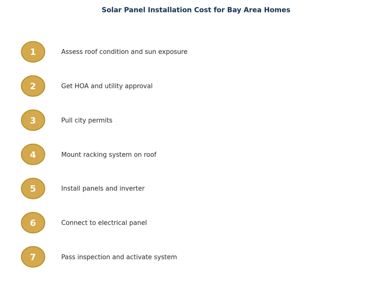 Solar panel installation process diagram for Bay Area homes