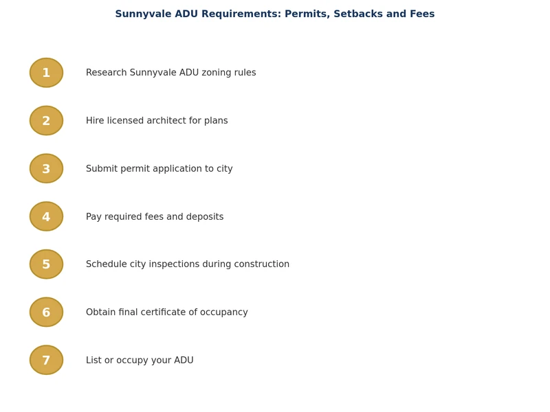 Sunnyvale ADU permit process diagram showing steps from application to certificate of occupancy