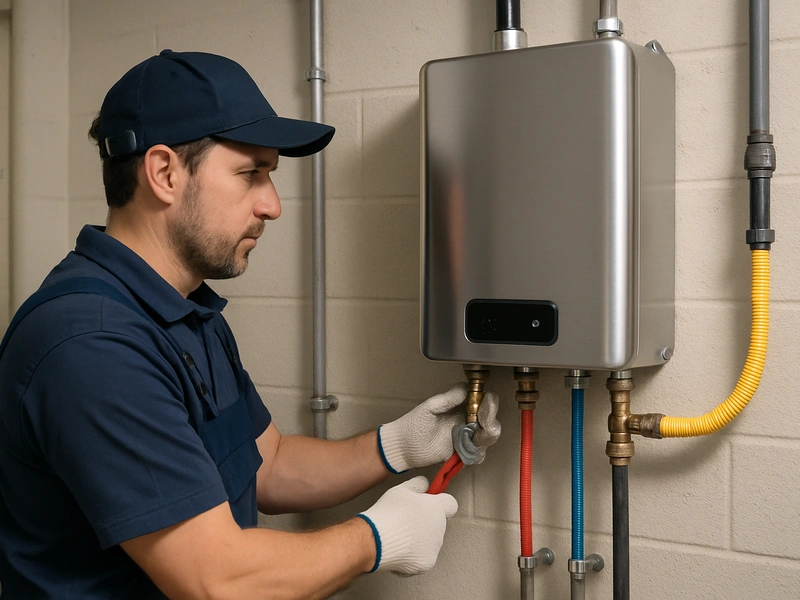 costo de instalación de calentador de agua sin tanque en el Área de la Bahía — unidad montada en pared exterior