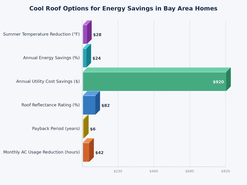 Bar chart comparing solar reflectance values of different cool roof materials available in Bay Area