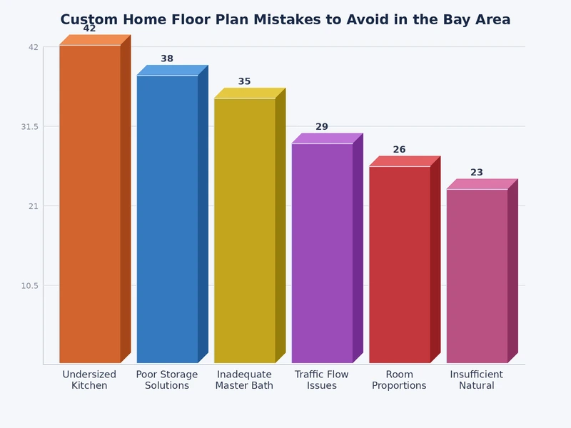 Bar chart comparing cost overrun percentages caused by different floor plan mistakes in Bay Area custom homes