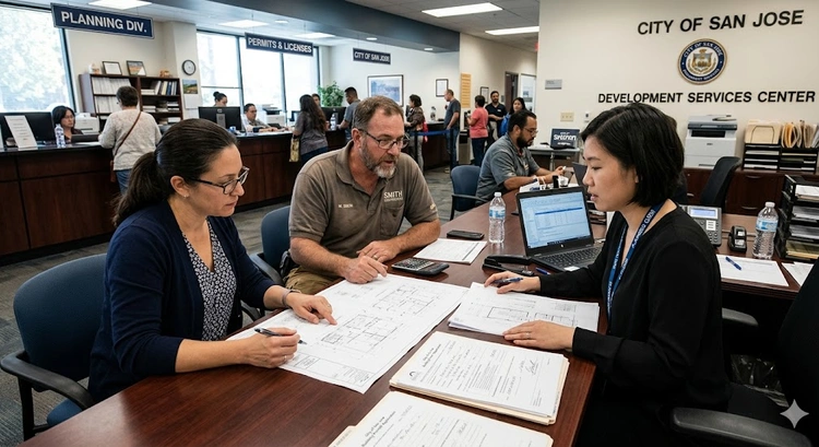 Custom home building permits San Jose approval process at city planning office