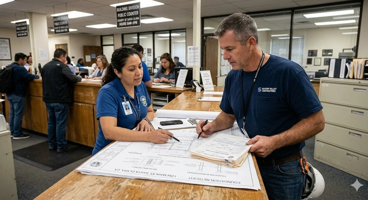 Earthquake retrofit permit documents and construction plans for a Santa Clara County home