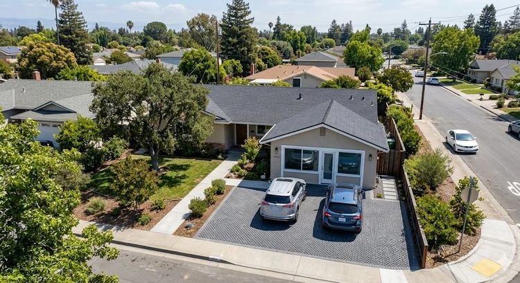 Garage conversion parking replacement options showing a converted garage with new driveway parking in San Jose