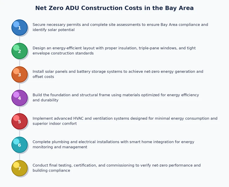 Flowchart showing decision process for net zero versus standard ADU construction in the Bay Area