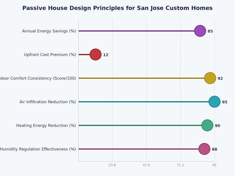 Bar chart comparing annual energy use of standard code, ENERGY STAR, and passive house homes in San Jose