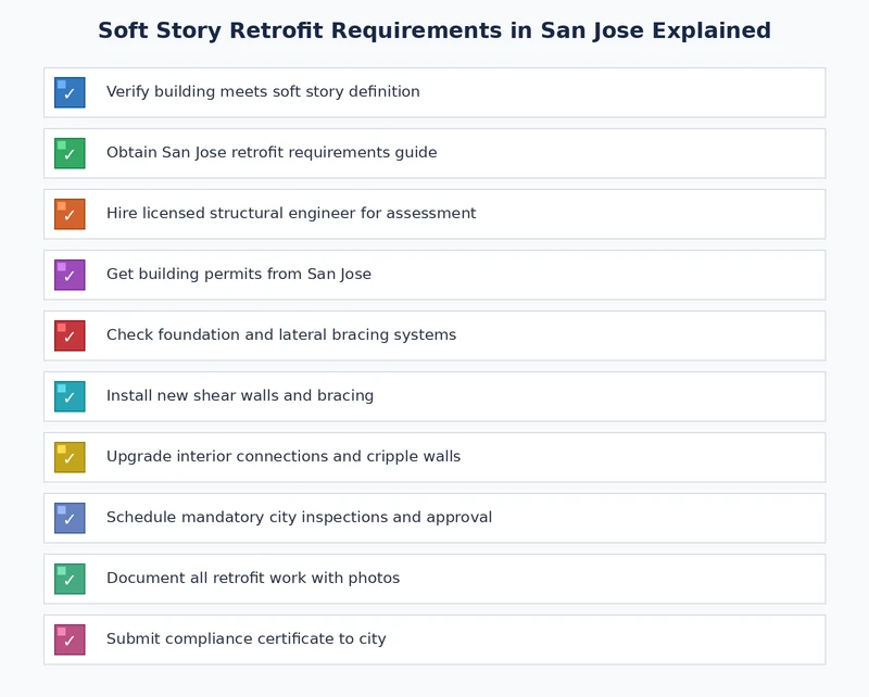 Checklist of steps for completing a soft story retrofit in San Jose