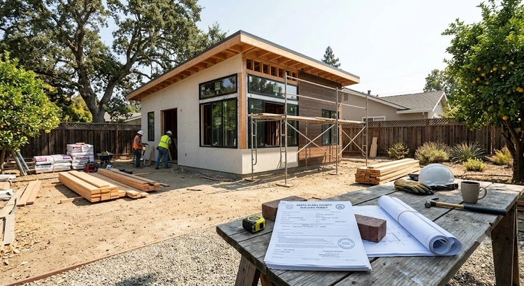 ADU permit requirements Santa Clara County overview showing permit stages and inspection milestones
