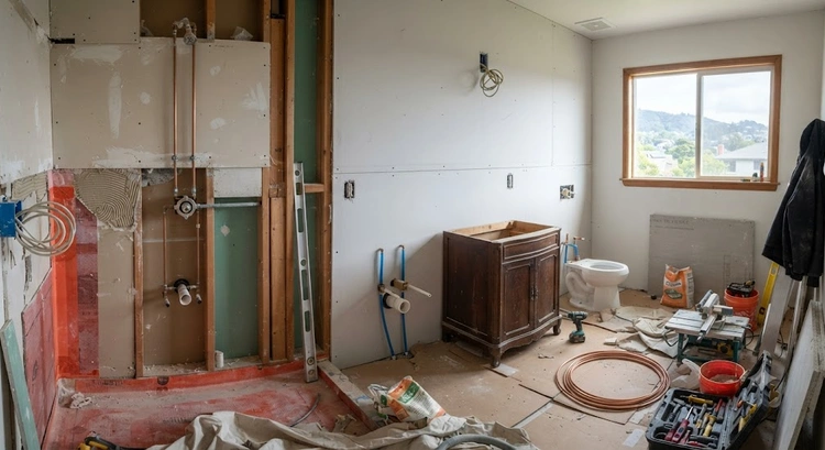 bathroom remodel timeline in the Bay Area showing phases from planning through final inspection