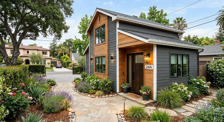 Detached garage converted to rental unit in San Jose with new windows and entrance