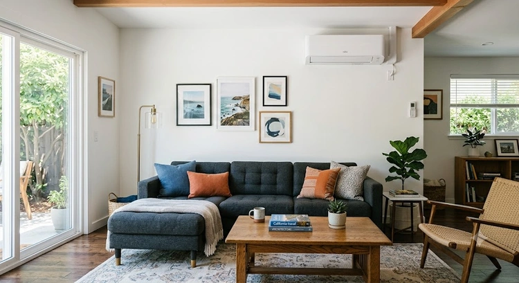 Garage conversion HVAC ventilation system components installed in a Bay Area ADU