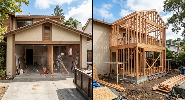 Garage conversion vs room addition side-by-side comparison for a Bay Area home