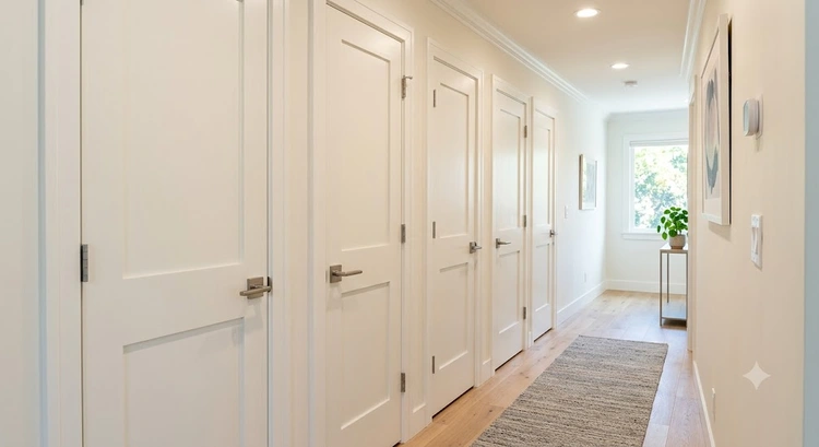 Interior door replacement cost Bay Area — contractor fitting a solid-core pre-hung door during a home remodel