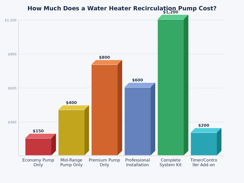bar chart comparing hot water recirculation pump cost by system type